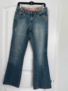 Y2K Leo Roma Beaded Studded Jeans Italy Design Size 9